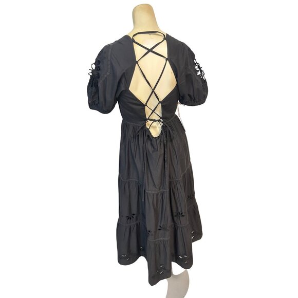 Tularosa Heather Embroidered Midi Dress Black Revolve size Petite XS 2 - Picture 5 of 10